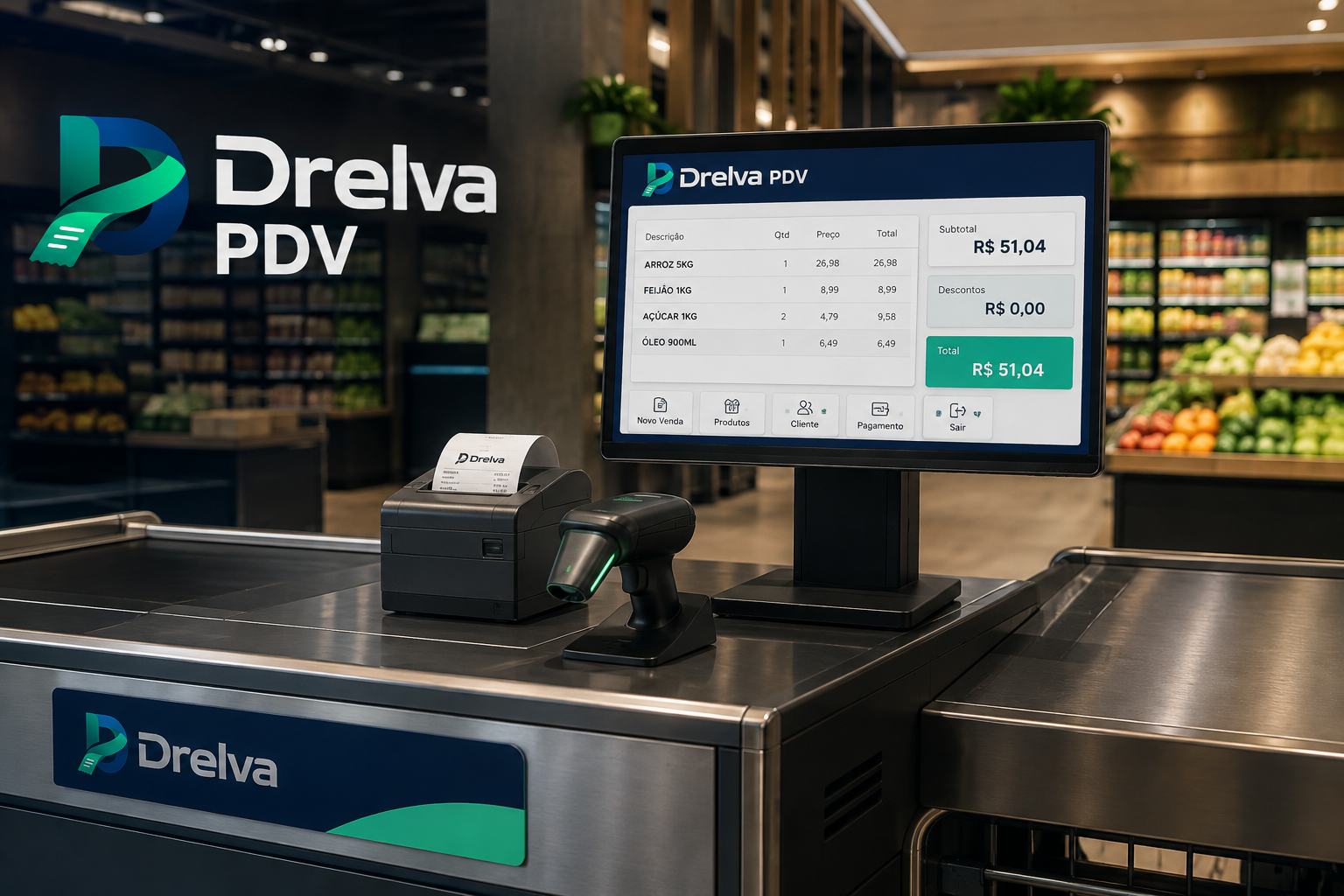 Drelva PDV em uma operação de supermercado